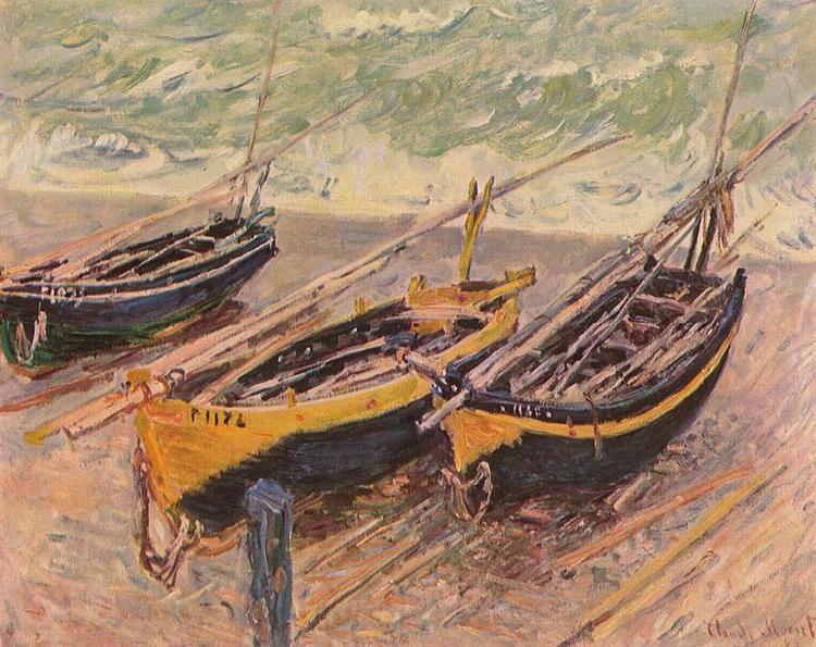 Claude Monet Three Fishing Boats Norge oil painting art